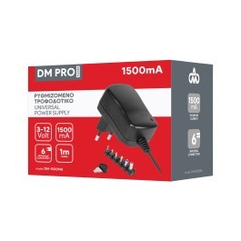 DM PRO DM-1500MA Ρυθμιζόμενο Universal Τροφοδοτικό 3-12V 1500mA 18W με σετ βυσμάτων