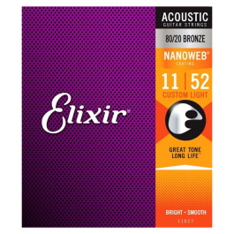 ELIXIR 11027 ”Nanoweb” Custom Light BRONZE Χορδές Ακουστικής Κιθάρας 011-052