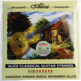 ALICE ΧΟΡΔΕΣ ΚΛΑΣΣΙΚΗΣ Classical Guitar Strings Clear Nylon Silver-plated Copper Alloy Wound Alice A106 series