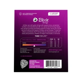 ELIXIR 16027 Χορδές Ακουστικής Κιθάρας Nanoweb Coating Phosphor Bronze .011-.052 Custom Light